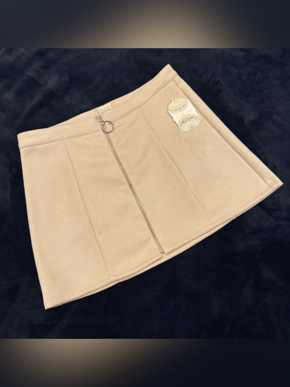 NWT Altar'd State Beige Front-Zip Mini Skirt